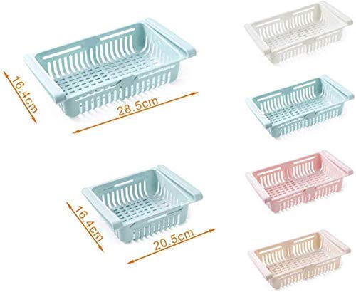 Fregi Fregi 4 Pcs Adjustable Expandable Fridge Storage Basket Under Shelf Fridge Organiser Rack Space Saver Refrigerator Sliding Drawers Unbreakable Random Colours Multicolor  - Image 5