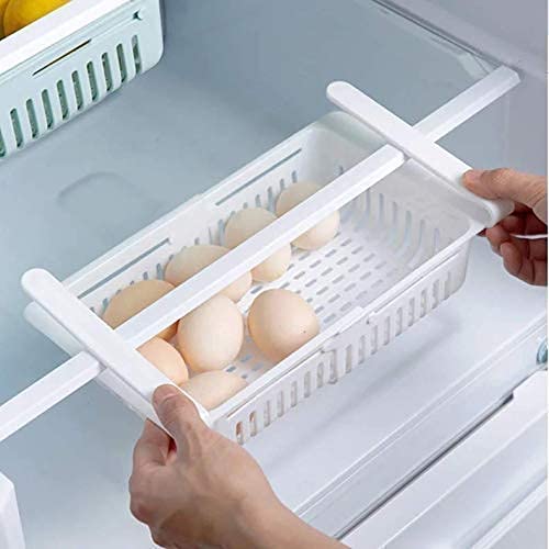 Fregi Fregi 4 Pcs Adjustable Expandable Fridge Storage Basket Under Shelf Fridge Organiser Rack Space Saver Refrigerator Sliding Drawers Unbreakable Random Colours Multicolor  - Image 2