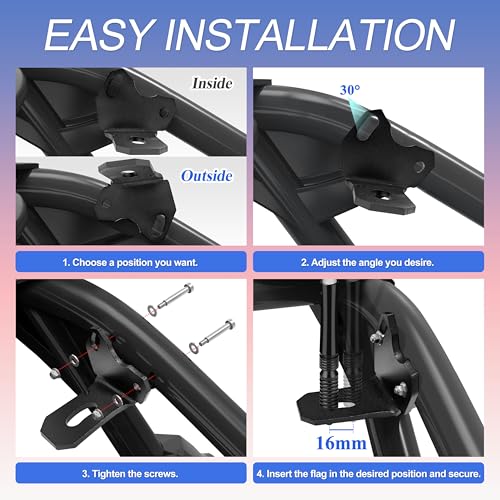 WEST ORGIN X3 Adjustable Whip Light Flag Mount Bracket UTV Rear Pillar Flag Antenna Mounting Bracket for LED Whip Light Compatible with 2017-2022 Can Am Maverick X3/X3 Max Turbo DS RS RR Whip Holder - 2PCS - Image 3