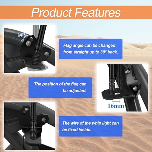 WEST ORGIN X3 Adjustable Whip Light Flag Mount Bracket UTV Rear Pillar Flag Antenna Mounting Bracket for LED Whip Light Compatible with 2017-2022 Can Am Maverick X3/X3 Max Turbo DS RS RR Whip Holder - 2PCS - Image 2