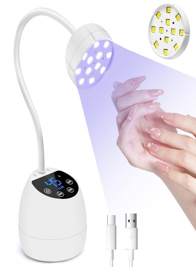 CGBE UV LED Nail Lamp, 36W Mini Cordless Flash Cure Lamp, USB Rechargeable Goosenecks LED Nail Light for Gel Nails with 4 Timers & Auto Sensor for Salon Home DIY Use, White - Image 1