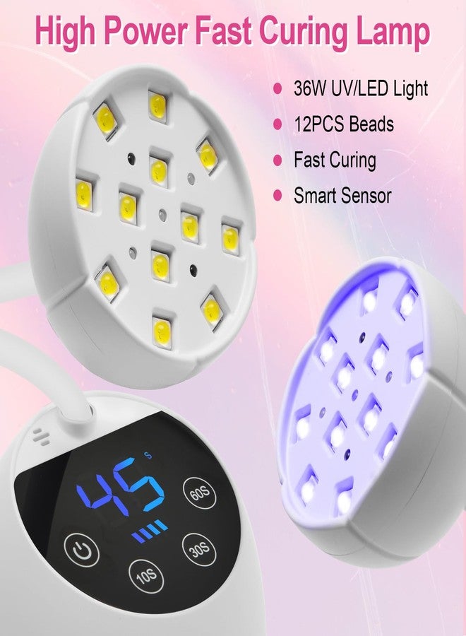 CGBE UV LED Nail Lamp, 36W Mini Cordless Flash Cure Lamp, USB Rechargeable Goosenecks LED Nail Light for Gel Nails with 4 Timers & Auto Sensor for Salon Home DIY Use, White - Image 2