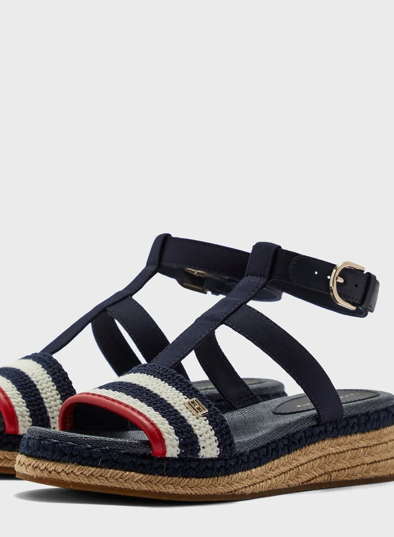 TOMMY HILFIGER Crochet Platform Wedge Sandals