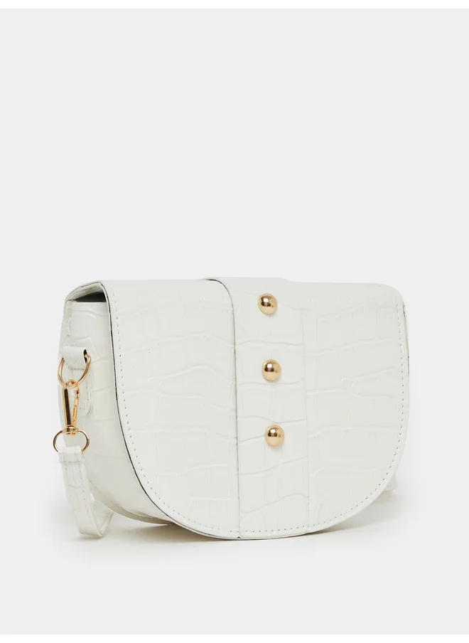 ستايلي Styli White Crocodile Embossed Crossbody Bag