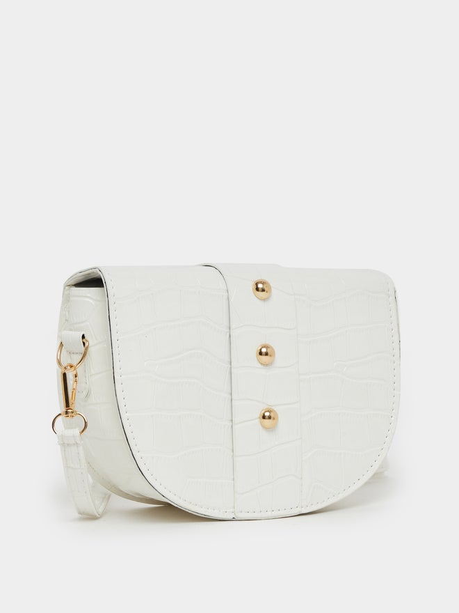 Styli Styli White Crocodile Embossed Crossbody Bag  - Image 1