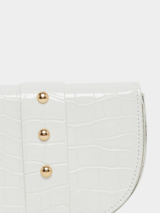 Styli Styli White Crocodile Embossed Crossbody Bag  - Image 4