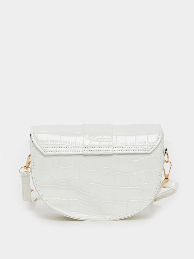 Styli Styli White Crocodile Embossed Crossbody Bag  - Image 3