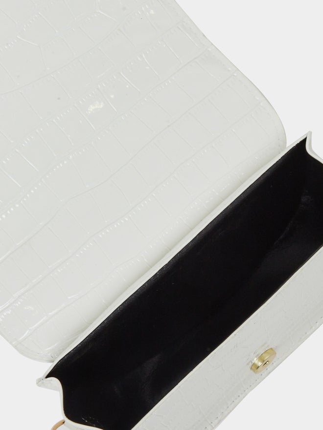 Styli Styli White Crocodile Embossed Crossbody Bag  - Image 5