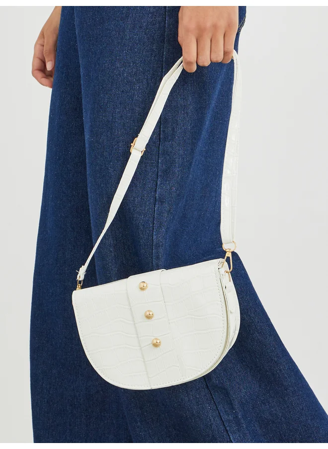 ستايلي Styli White Crocodile Embossed Crossbody Bag