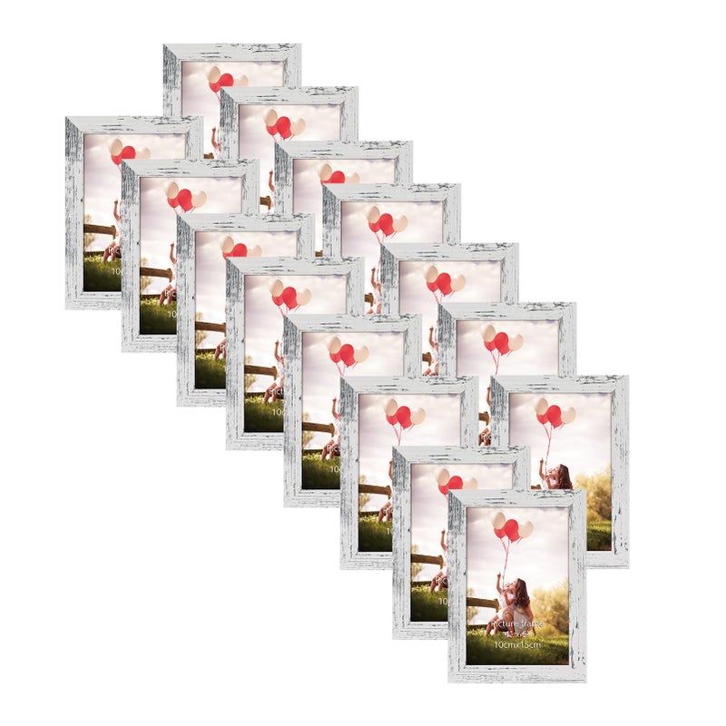 HORLIMER 4x6 Picture Frame Set of 15, Distressed White Rustic Picture Frames Display 4 by 6 Photo for Wall or Tabletop - Image 1