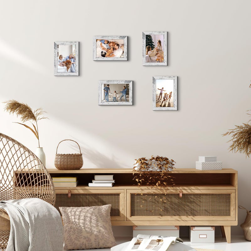 HORLIMER 4x6 Picture Frame Set of 15, Distressed White Rustic Picture Frames Display 4 by 6 Photo for Wall or Tabletop - Image 5