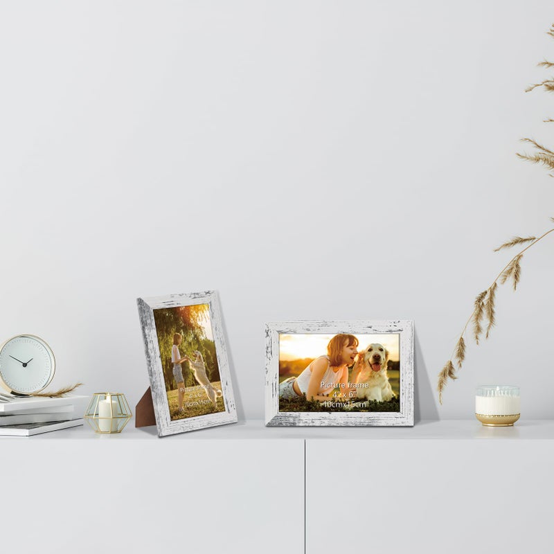 HORLIMER 4x6 Picture Frame Set of 15, Distressed White Rustic Picture Frames Display 4 by 6 Photo for Wall or Tabletop - Image 4