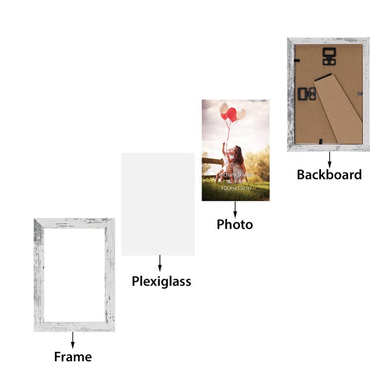 HORLIMER 4x6 Picture Frame Set of 15, Distressed White Rustic Picture Frames Display 4 by 6 Photo for Wall or Tabletop - Image 2
