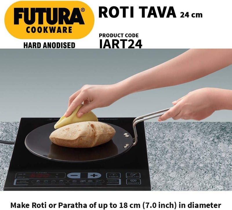 Hawkins Futura 24 cm Hard Anodised Roti Tava - Induction Compatible, Black - Image 4