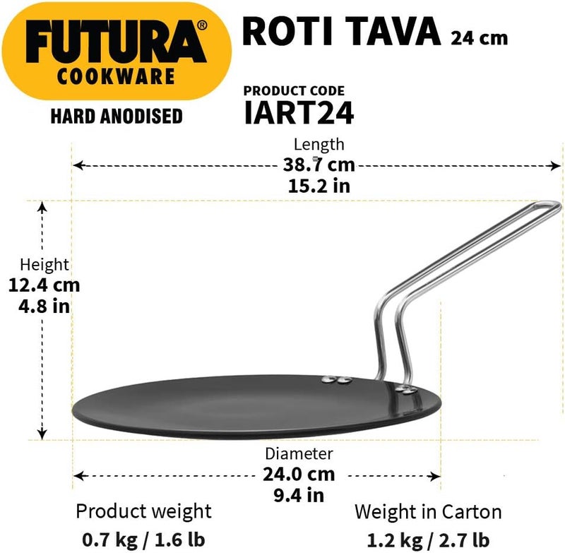 Hawkins Futura 24 cm Hard Anodised Roti Tava - Induction Compatible, Black - Image 3