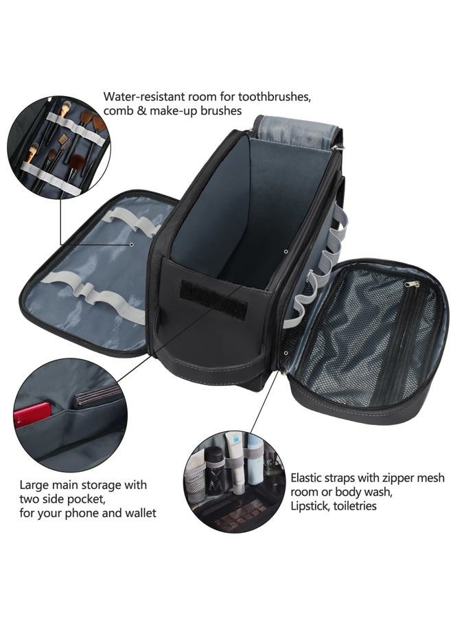 BURUIS Extra Large Toiletry Bag for Men, Travel Toiletry Organizer Dopp Kit Water-resistant Shaving Bag, PU Leather Cosmetic Organizer Bathroom Shower Bag for Toiletries, Grooming, Accessories (Black) - Image 5