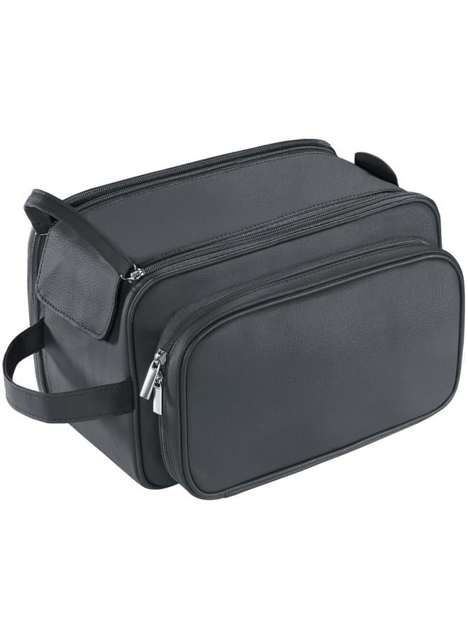 BURUIS Extra Large Toiletry Bag for Men, Travel Toiletry Organizer Dopp Kit Water-resistant Shaving Bag, PU Leather Cosmetic Organizer Bathroom Shower Bag for Toiletries, Grooming, Accessories (Black) - Image 1