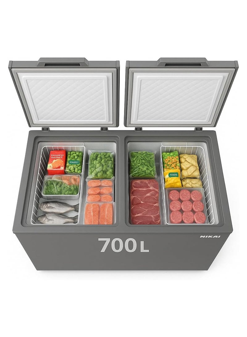 نيكاي فريزر أفقي بباب مزدوج 700 L 72 kW NCF700N7DDS فضي - Image 4