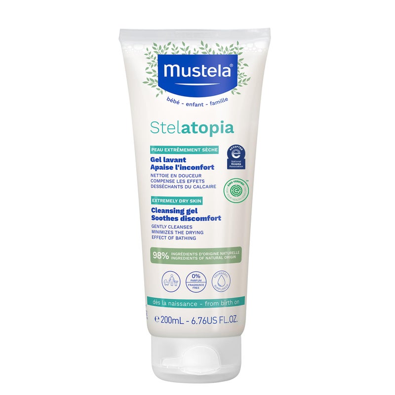 Mustela Stelatopia Eczema-Prone Skin Cleansing Gel - Baby Face & Body Wash with Natural Avocado & Sunflower Oil - Fragrance-Free & Tear Free - 6.76 fl. oz. - Image 1