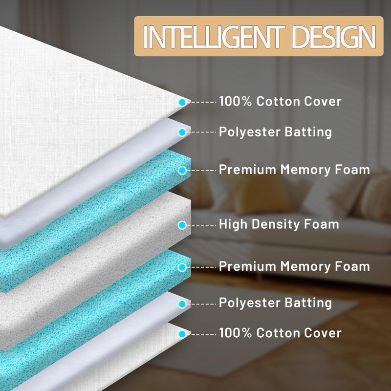 Aycsiyana Memory Foam Couch Cusion Replacement 24"x24"x6", Thickness 5 Layer Sofa Cushions Replacement with Removable Cover, High Density 25D Upholstery Foam Replacement Couch Cushions - Image 3