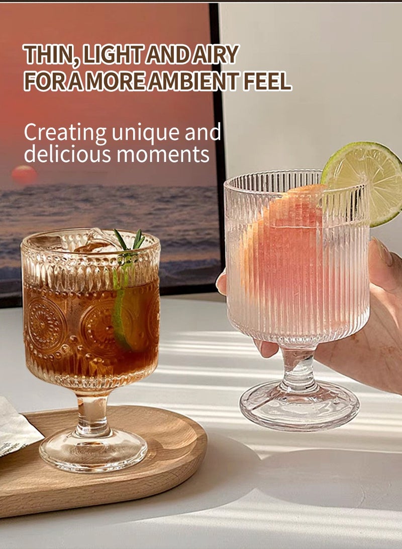 بيروي 4 قطع كؤوس زجاجية سعة 200 مللي أكواب آيس كريم حلويات أكواب آيس كريم حلويات مخططة عمودية من البورسليكات، أطقم أواني زجاجية للمشروبات والعصائر والقهوة المثلجة مناسبة للمنزل والمطاعم والحفلات - Image 2