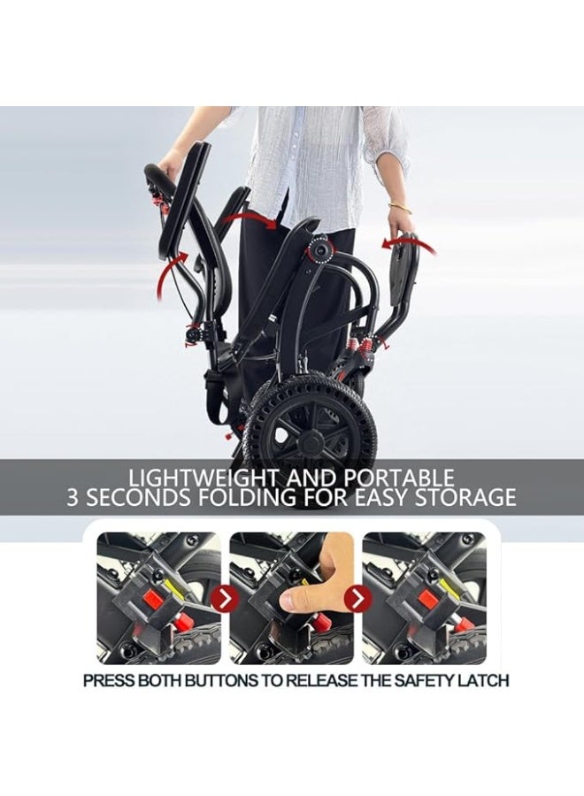 Cool Baby Wheelchairs for Adults,Transport Wheelchair Lightweight Foldable with Removable Cushion,Transport Chair,Ergonimic Travel Aluminum Wheelchair with Telescopic Handle, Support 220lbs - Image 3