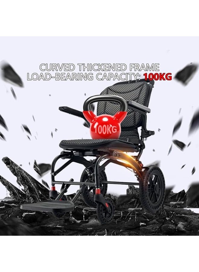 Cool Baby Wheelchairs for Adults,Transport Wheelchair Lightweight Foldable with Removable Cushion,Transport Chair,Ergonimic Travel Aluminum Wheelchair with Telescopic Handle, Support 220lbs - Image 5