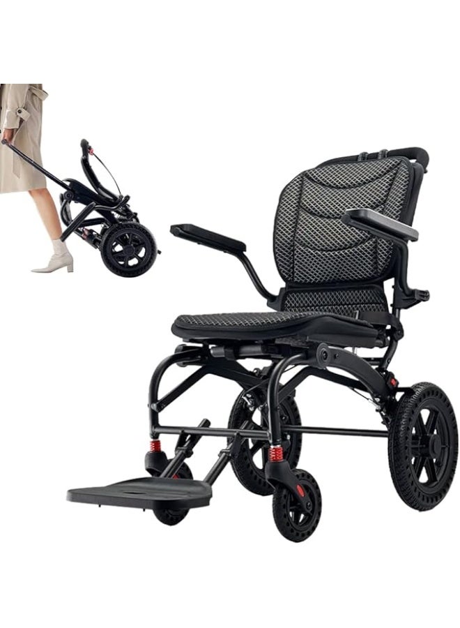 كول بيبي كراسي متحركة للبالغين، كرسي متحرك خفيف الوزن قابل للطي مع وسادة قابلة للإزالة، كرسي نقل، كرسي متحرك مريح من الألومنيوم للسفر مع مقبض تلسكوبي، يدعم 220 رطلاً - Image 1