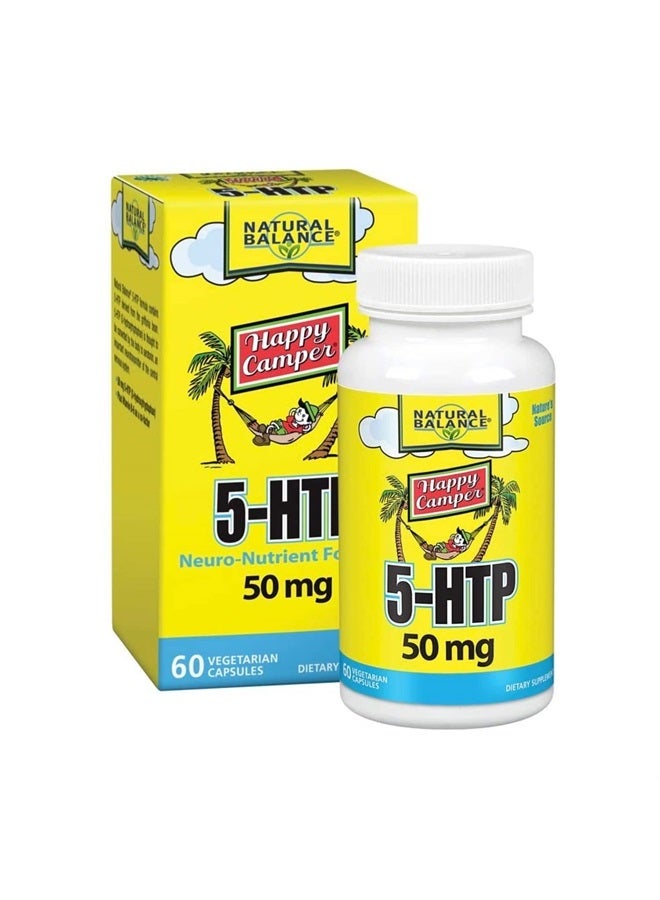 Natural Balance Happy Camper 5-HTP 50 mg - 60 Vegetarian Capsules - with Vitamin B-6 - Image 1