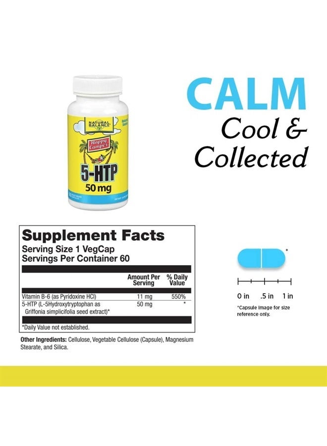 Natural Balance Happy Camper 5-HTP 50 mg - 60 Vegetarian Capsules - with Vitamin B-6 - Image 2