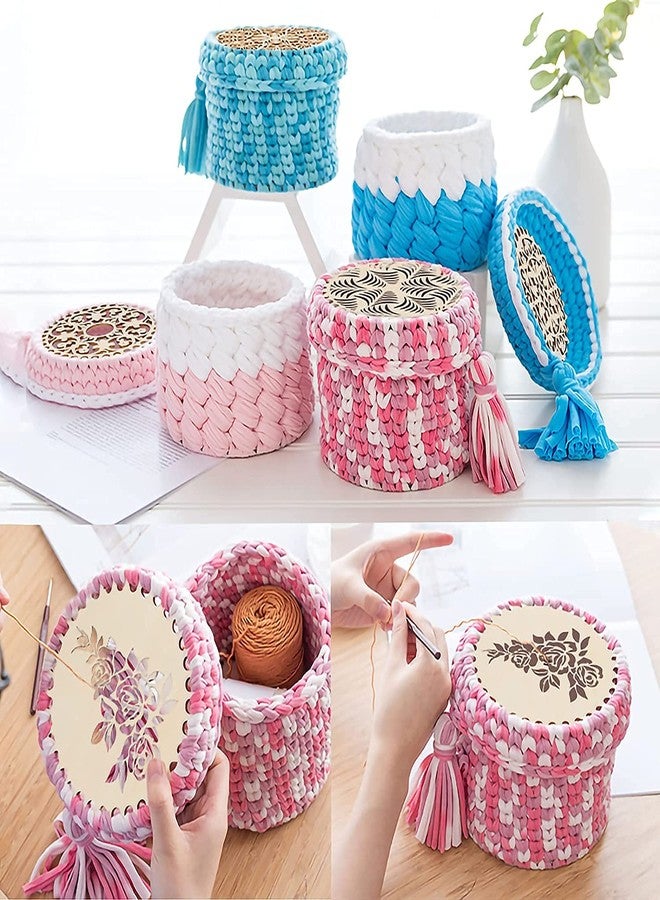 Cliths 3 Pcs Crochet Yarn Basket Bottom for Making Crochet Knitting Bag Yarn Storage, 5.9 inch, Wooden Bottom for Crochet Baskets - Image 3