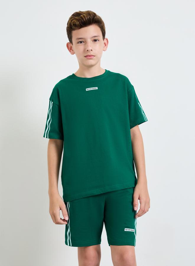 Styli Side Stripe Drop Shoulder Oversized T-Shirt and Drawstring Short Set - Image 2