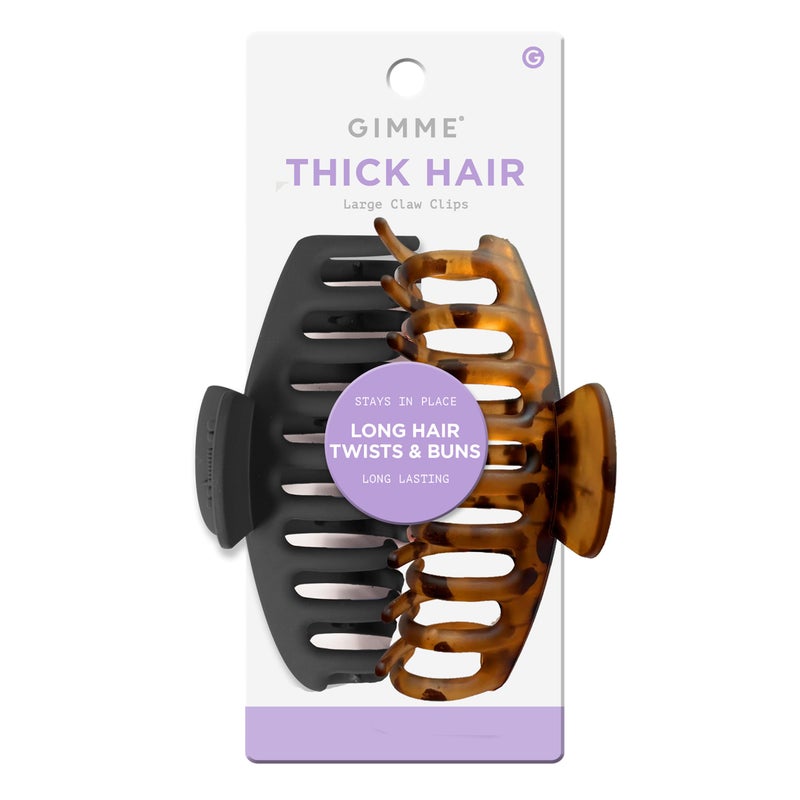 Gimme Beauty Thick Hair Claw Clips - Durable, No-Slip Design for Curly & Textured Hair - Made from Strong & Break-Resistant Recycled Plastic - Black & Tortoise - Image 1