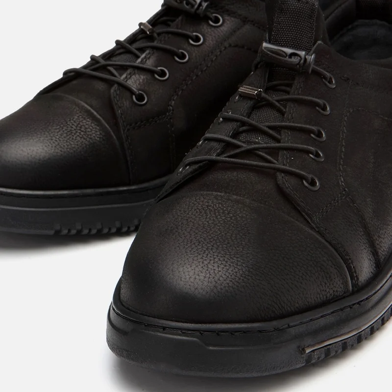 Hotiç 02AYH295700A100 GENUINE Leather Black Men's Casual Shoes