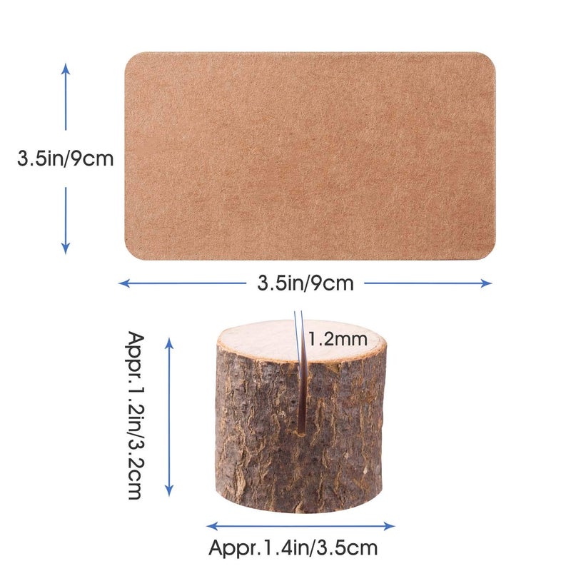 Toncoo Toncoo Wood Place Card Holders, 10Pcs Premium Rustic Table Number Holders and 20Pcs Kraft Table Place Cards, Wood Photo Holders, Ideal for Wedding Party Table Name and More  - Image 2