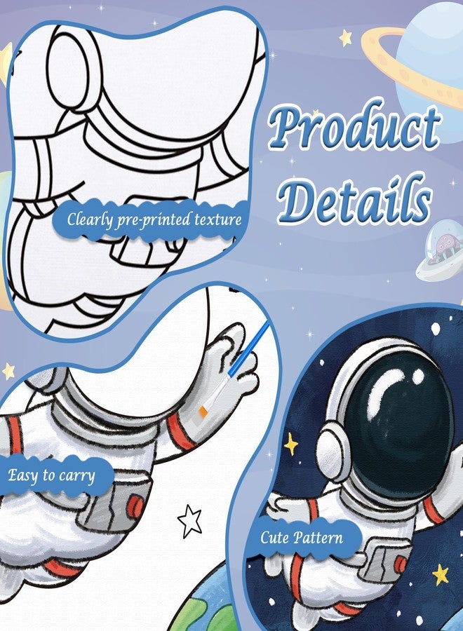 Anseal 12 Packs Pre Drawn Canvas to Paint, 4" X 4" Planet Pre-Printed Paint Party for Kids, Pre Stretched Canvas Outline Painting Boards for Beginners, Students, Party Favor - Image 2