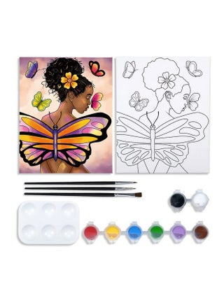 Canvas Painting Kit Pre Drawn Canvas For Painting For Adult Party Kit Paint And Sip Party Supplies 8X10 Canvas To Paint Butterfly Girl 8 Acrylic Colors,3 Brush,1 Pallet Paint Art Set - pzsku/Z8E72BB81CB3325F54EA4Z/45/_/1734348272/35cbfc8f-3e4f-4851-a130-0da31766db8d