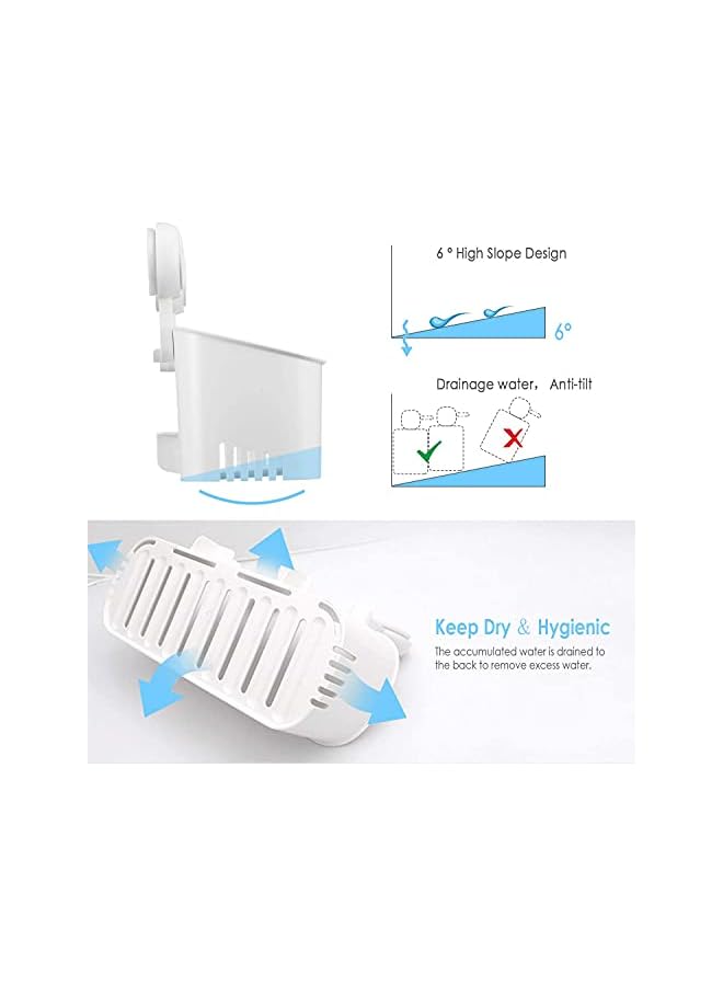 Raxoom Vacuum Shower Caddy Suction Cup No-Drilling Removable Waterproof Bathroom Wall Shelf Shower Basket Storage Organizer for Shampoo Conditioner Razors Soap - White - Image 5