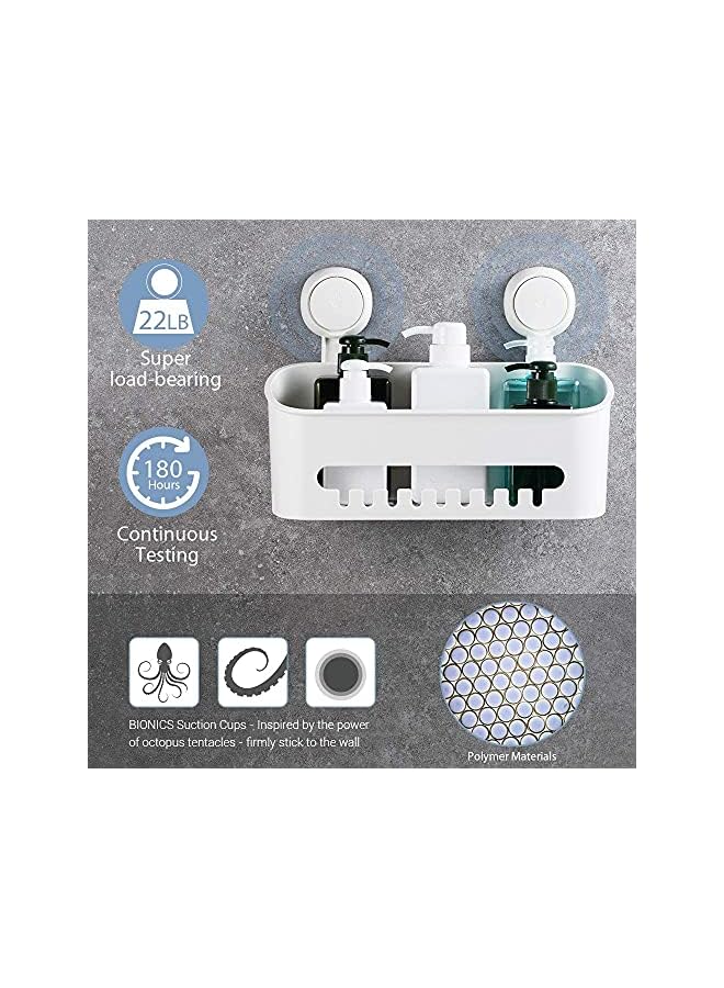 Raxoom Vacuum Shower Caddy Suction Cup No-Drilling Removable Waterproof Bathroom Wall Shelf Shower Basket Storage Organizer for Shampoo Conditioner Razors Soap - White - Image 3