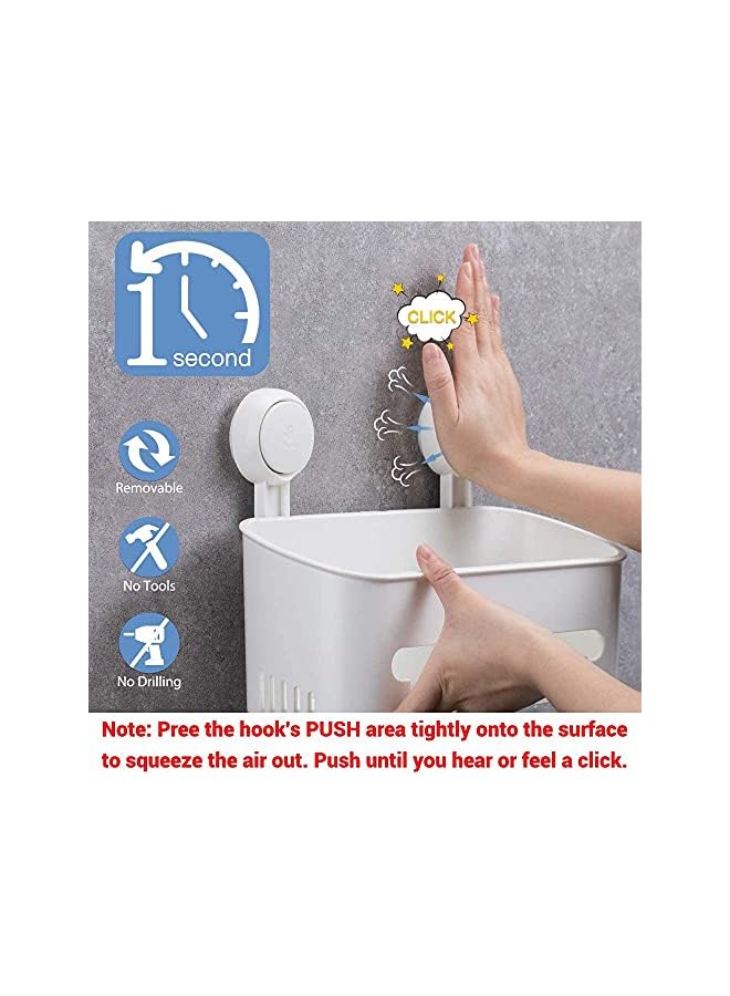 Raxoom Vacuum Shower Caddy Suction Cup No-Drilling Removable Waterproof Bathroom Wall Shelf Shower Basket Storage Organizer for Shampoo Conditioner Razors Soap - White - Image 4