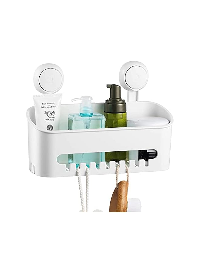 Raxoom Vacuum Shower Caddy Suction Cup No-Drilling Removable Waterproof Bathroom Wall Shelf Shower Basket Storage Organizer for Shampoo Conditioner Razors Soap - White - Image 2