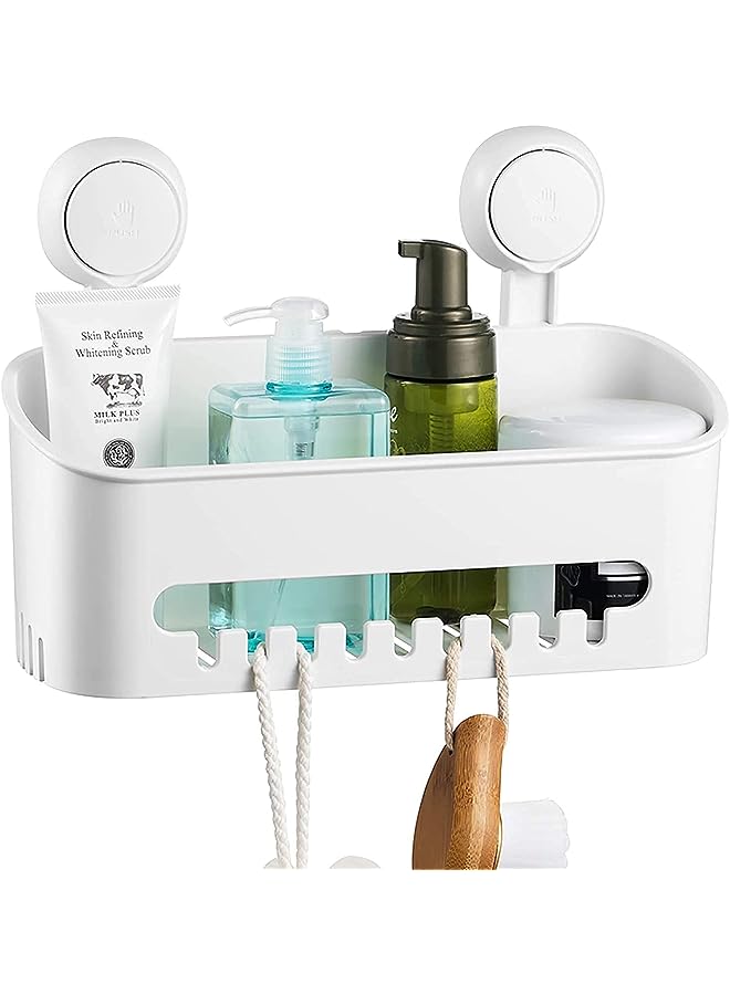 Raxoom Vacuum Shower Caddy Suction Cup No-Drilling Removable Waterproof Bathroom Wall Shelf Shower Basket Storage Organizer for Shampoo Conditioner Razors Soap - White - Image 1