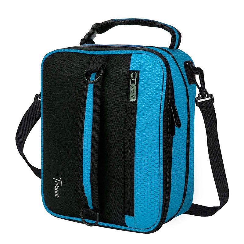 Expandable Insulated Lunch Bag Leakproof Flat Lunch Cooler Tote with Shoulder Strap for Men and Women Suitable for Work  Office Tirrinia Blue