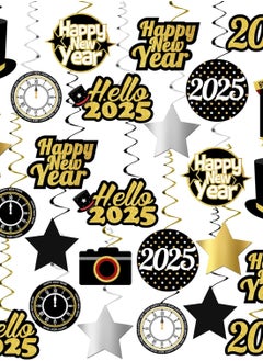 KATCHON Happy New Year Hanging Swirl Decorations - Pack of 40, Sturdy | Happy New Year Decorations 2025 Hanging Swirl | 2025 New Years Decorations | NYE Decorations...  - Image 1