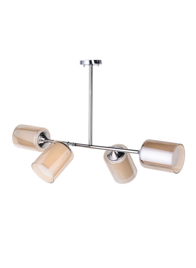 الروضة للإضاءة نجفة ايميليا ستانلس 4 لمبة | نجفة مودرن | الخامة: Stainless Steel | اللون: بيج - كروم | المقاس: 55x83 سم