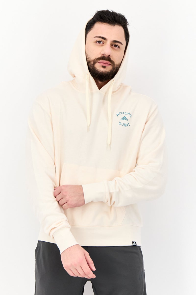 Adidas Men Sportswear Fit Long Sleeves U Dubai Hoodies, Beige  - Image 1