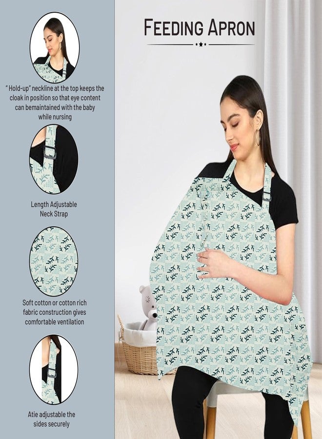 ZIKKU 100% Cotton Nursing Cover for Breastfeeding, Soft and Breathable Feeding Apron/Scarf for Mom with Mobile Pocket, Lightweight and Comfortable Feeding Cover for Nursing Mothers (Light Green Color) - Image 3
