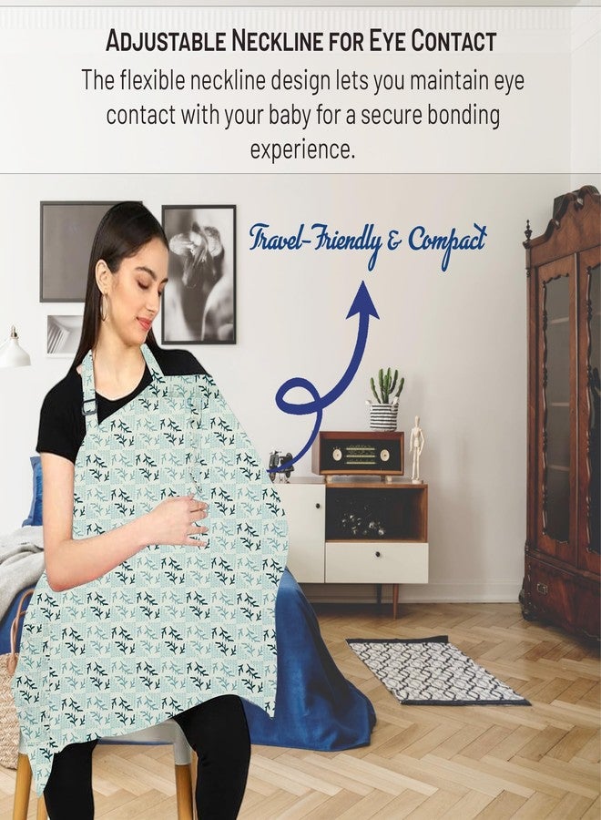ZIKKU 100% Cotton Nursing Cover for Breastfeeding, Soft and Breathable Feeding Apron/Scarf for Mom with Mobile Pocket, Lightweight and Comfortable Feeding Cover for Nursing Mothers (Light Green Color) - Image 4