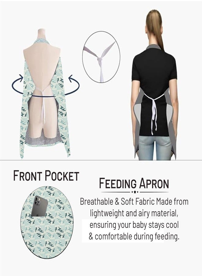 ZIKKU 100% Cotton Nursing Cover for Breastfeeding, Soft and Breathable Feeding Apron/Scarf for Mom with Mobile Pocket, Lightweight and Comfortable Feeding Cover for Nursing Mothers (Light Green Color) - Image 5