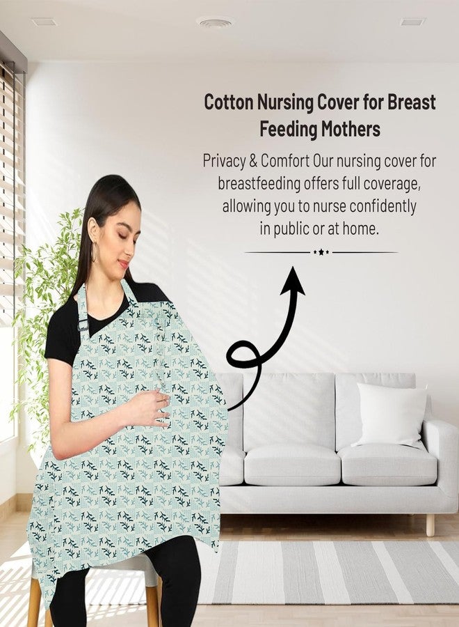 ZIKKU 100% Cotton Nursing Cover for Breastfeeding, Soft and Breathable Feeding Apron/Scarf for Mom with Mobile Pocket, Lightweight and Comfortable Feeding Cover for Nursing Mothers (Light Green Color) - Image 2
